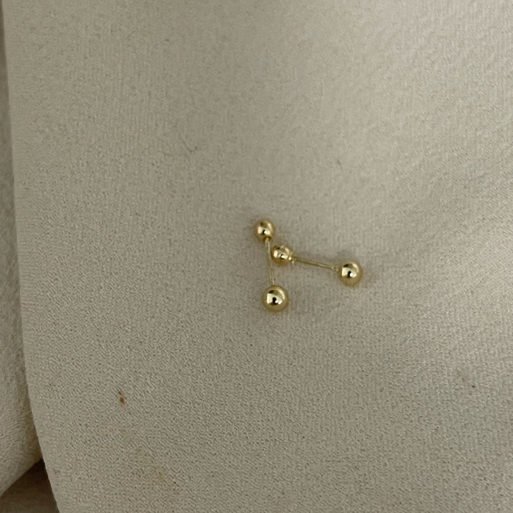 14k Gold Baby Ball Stud Earrings - Picture 4 of 4